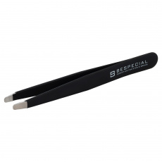 Пинцет BeSpecial для бровей закругленный (черный, Soft Touch)