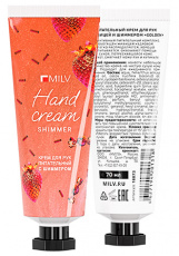 Крем MILV для рук питательный с шиммером GOLDEN ЗКМЛЯНИКА, 70 мл арт.18873