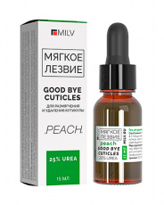 Кератогель MILV GOOD BYE CUTICLES для размягчения и удаления кутикулы с мочевиной Персик, 15 мл