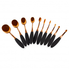 Кисти для макияжа, набор 10 штук золотая ручка