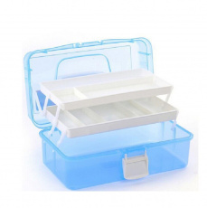 Кейс мастера пластик большой 3 полки (голубой)
