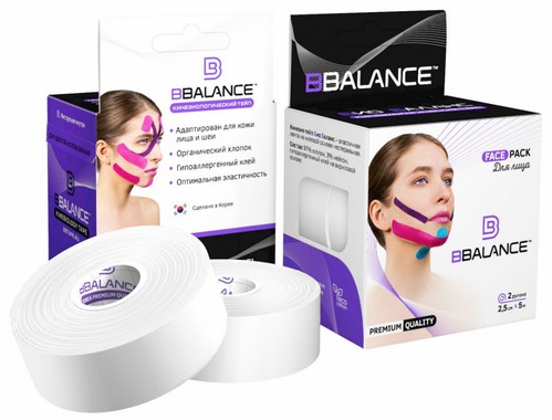 Кинейзио тейп BB Tape 2,5 см*5 м (Face Pack белый 2 рул) - «Bloom»