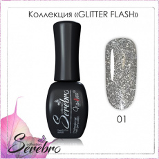 Гель-лак Serebro Glitter flash светоотражающий 01, 11 мл