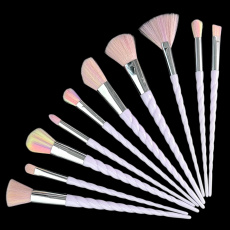 Набор кистей для макияжа, ФИГУРНАЯ РУЧКА, 10 шт/уп, ЛАВАНДА цветной ворс