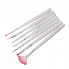Кисти набор Nail art brush для дизайна, розовый ворс, 7 шт