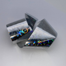 Фольга переводная Bloom 1м глянцевая серебряная голография "Круги"