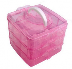 Кейс пластик трёхуровневый МАЛЫЙ квадратный