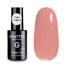 База Grattol Glitter №08 каучуковая, 9 мл