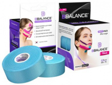 Кинейзио тейп BB Tape 2,5 см*5 м (Face Pack Шелк 2 рул) Голубой