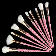 Набор кистей для макияжа, ФИГУРНАЯ РУЧКА, 10 шт/уп, РОЗОВЫЕ