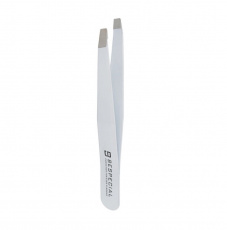 Пинцет BeSpecial для бровей скошенный (белый, Soft Touch)