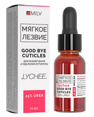 Кератогель MILV GOOD BYE CUTICLES для размягчения и удаления кутикулы с мочевиной Личи, 15 мл
