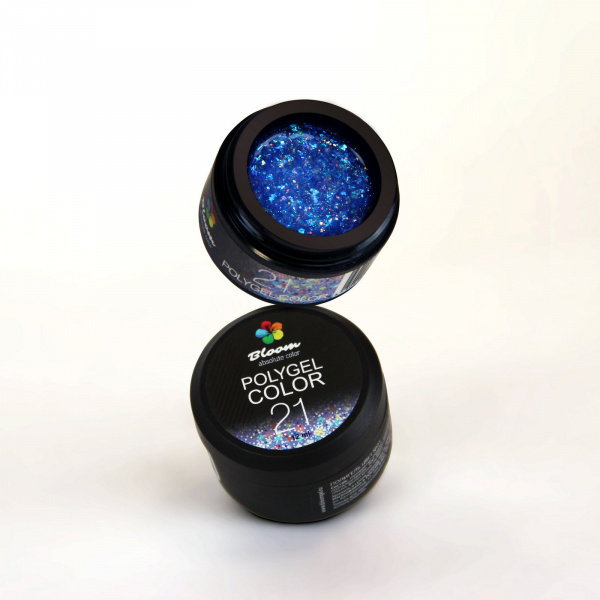 Полигель Bloom 12 гр №21 СИНИЙ С БЛЕСТКАМИ - «Bloom»