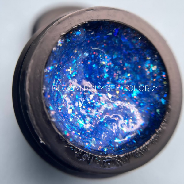 Полигель Bloom 12 гр №21 СИНИЙ С БЛЕСТКАМИ - «Bloom»