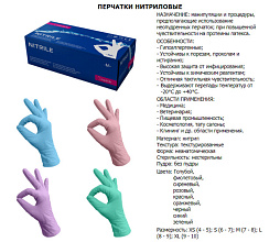 Перчатки Mediok нитрил XS розовые (Magenta) 50 пар