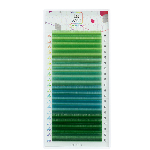 Ресницы Le Maitre цветные MIX Emerald C+ 0,10*9-13 мм