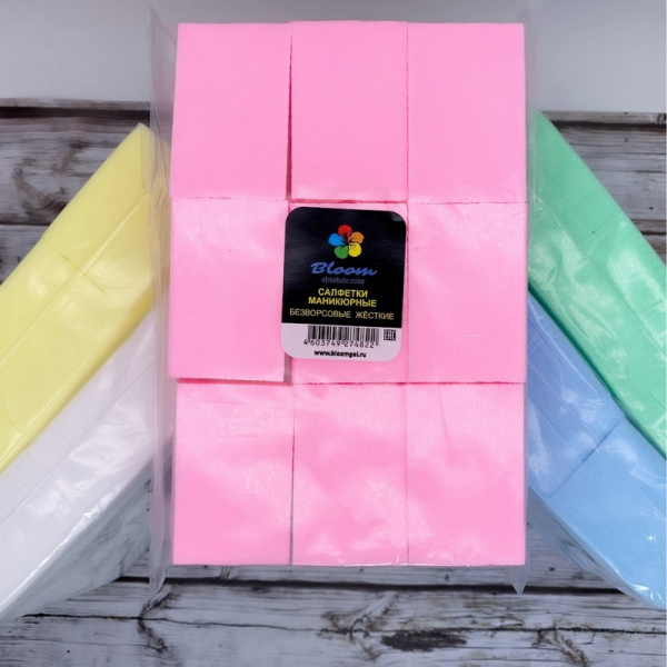 Салфетки безворсовые Bloom 1000 штук, ГОЛУБЫЕ - «Bloom»