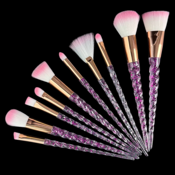 Набор кистей для макияжа, ФИГУРНАЯ РУЧКА, 10 шт/уп, РОЗОВЫЕ - «Bloom»