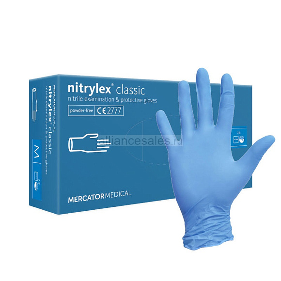 Перчатки Nitrylex нитрил голубые S, 50 пар