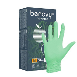 Перчатки Benovy XS зеленые 50 пар