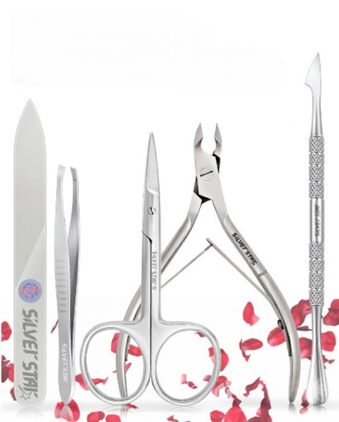 Набор маникюрный Silver Star МН 05-15, черный жемчуг, 5 предметов - «Bloom»